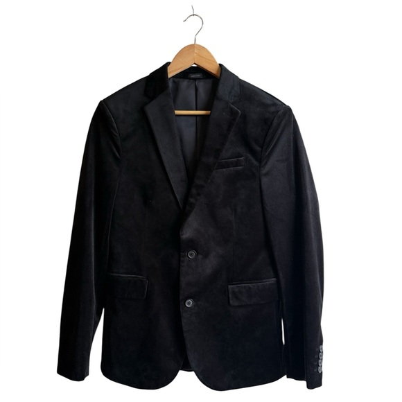 Men's Black Velvet Blazer Size 38R Slim Fit